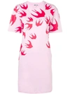 Mcq By Alexander Mcqueen Swallow Print T-shirt Dress In Pink