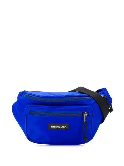 Balenciaga Explorer Logo-appliquéd Canvas Belt Bag In Blue