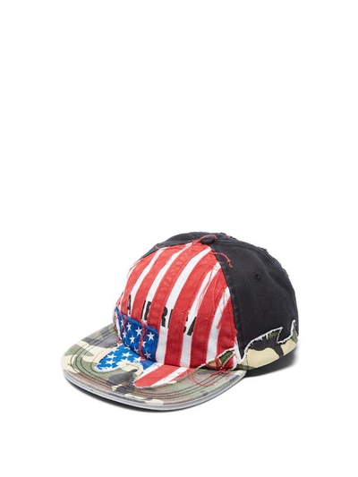 Vetements Cut Up America Baseball Cap - Black In Multicolor