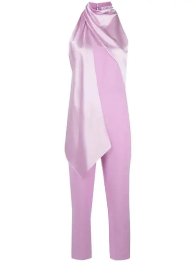 Cushnie Cutout Crepe De Chine Straight-leg Jumpsuit In Purple