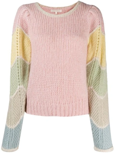 Loveshackfancy Aspyn Long-sleeve Alpaca Sweater In Pink