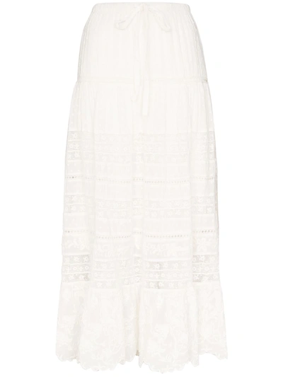 Loveshackfancy Keegan Lace Cotton Maxi Skirt In White