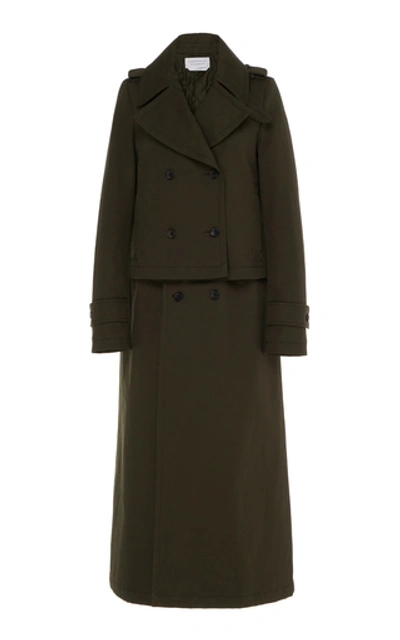 Gabriela Hearst Gusev Deconstructed Cotton Trench Coat In Green