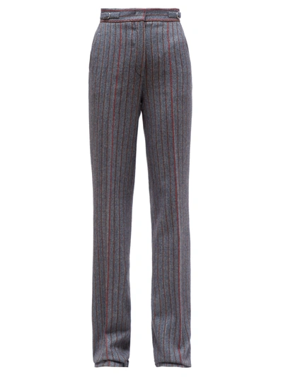 Gabriela Hearst Shipton Herringbone Stretch Wool-cashmere Trousers In Stripe