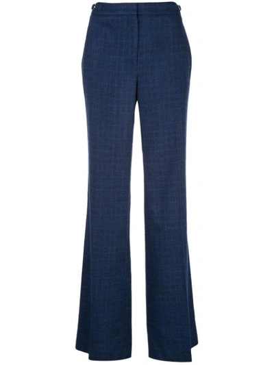 Gabriela Hearst Torres Checked Wool-blend Flared Pants In Blue