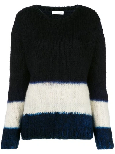 Gabriela Hearst +net Sustain Lawrence Striped Cashmere Sweater In Midnight Blue