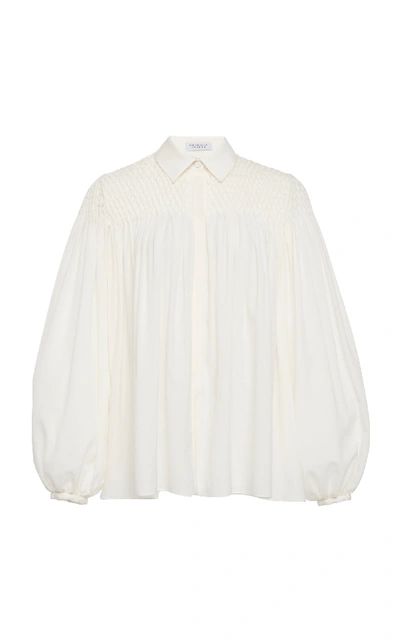 Gabriela Hearst Carmen Wool And Cashmere Smocked Blouse In Ivory