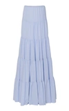 Gabriela Hearst Mariela Wool And Cashmere Blend Tiered Maxi Skirt In Blue