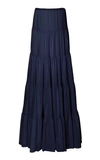 Gabriela Hearst Mariela Wool And Cashmere Blend Tiered Maxi Skirt In Navy