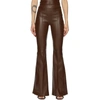Rosetta Getty Brown Leather Pintuck Flare Pants In Mahogany