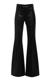 Rosetta Getty Pintuck Leather Flared Pants In Black