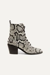 Diane Von Furstenberg Dakota Lace-up Snake-effect Leather Ankle Boots In Snake Print