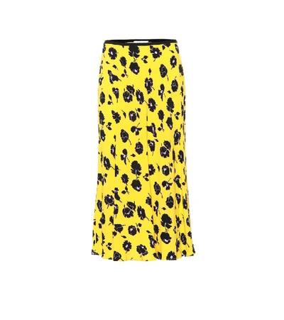 Diane Von Furstenberg Mae Floral-print Crepe Midi Skirt In Yellow