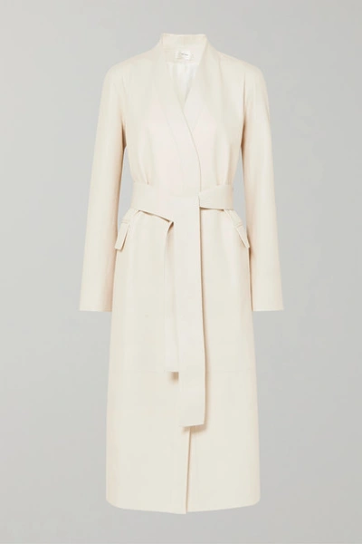 The Row Jumo Belted Textured-leather Coat In White