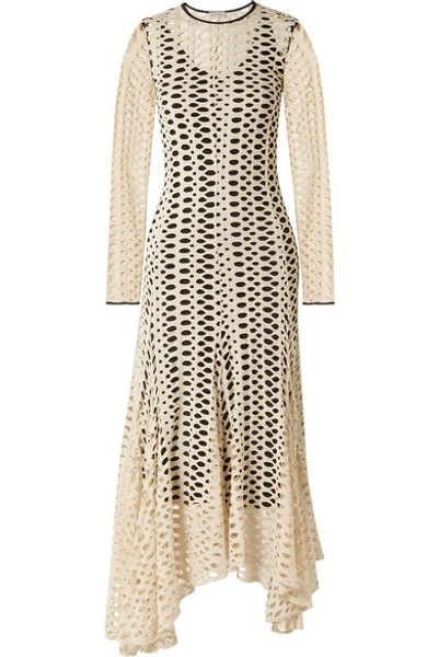 By Malene Birger Dry Desert Satin-trimmed Cutout Jersey Maxi Dress In Cream