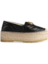 Gucci Leather Espadrille With Double G In Black