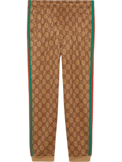 Gucci Men's Large Vintage Logo-print Track Pants In Brown
