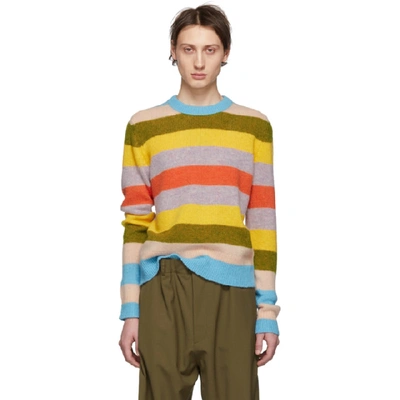 Acne Studios Block-striped Knitted Wool Sweater In Multi Mix Stripe