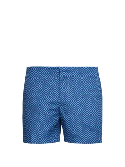 Frescobol Carioca Angra Geometric-print Swim Shorts In Blue