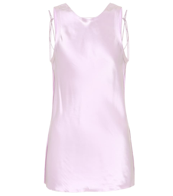 purple satin tank top