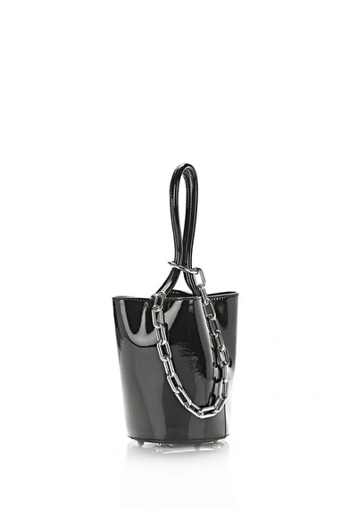 Alexander Wang Roxy Mini Bucket In Black Patent With Rhodium