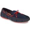 Swims Mesh & Rubber Braided-lace Boat Shoes, Navy/red Alert In Navy/ Red Alert