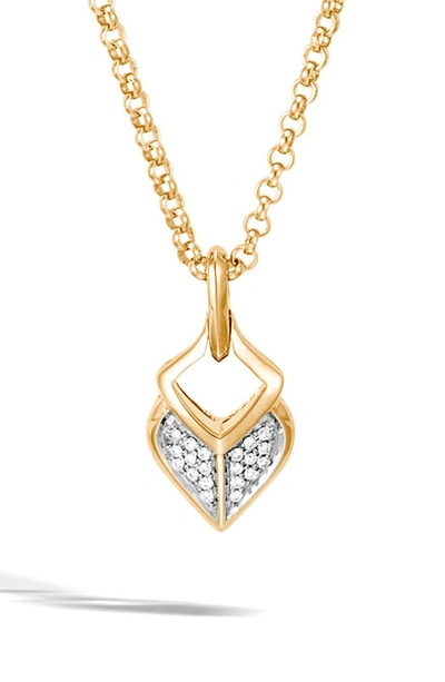 John Hardy 18k Yellow Gold Legends Naga Pave Diamond Pendant Necklace, 20