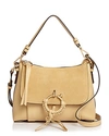 See By Chloé See By Chloe Joan Small Leather & Suede Convertible Shoulder Bag In Straw Beige/gold