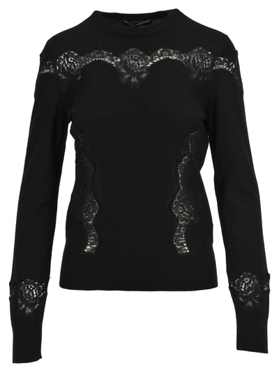 Dolce & Gabbana Lace Sweater In Black