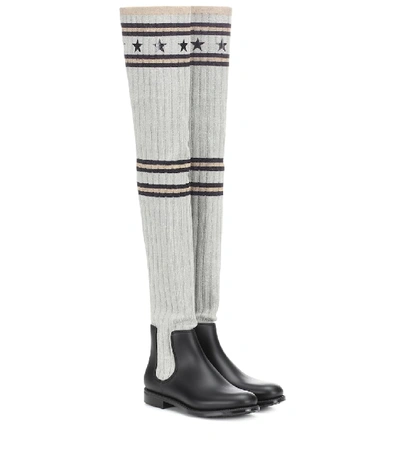 Givenchy Storm Star-jacquard Over-the-knee Boots In Grey