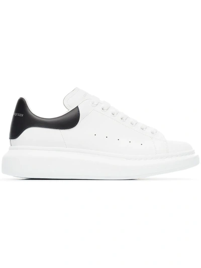 Alexander Mcqueen Black Oversized Leather Trainers In White
