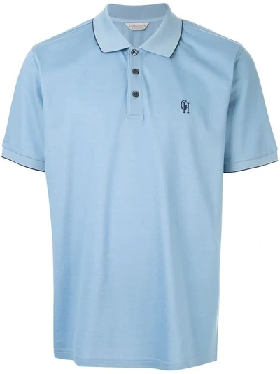 Gieves & Hawkes Logo Embroidered Polo Shirt In Blue