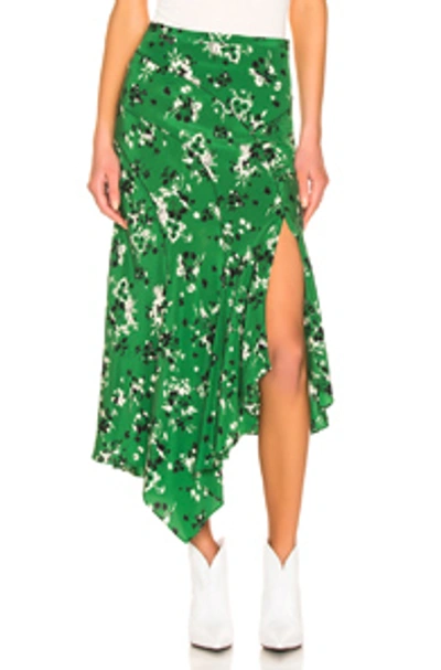 Veronica Beard Floral Print Midi Skirt In Green Multi