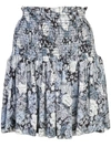 Ganni Ruched Floral Skirt - Blue