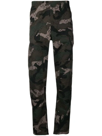 Valentino Vltn Camouflage Track Trousers In Military Green