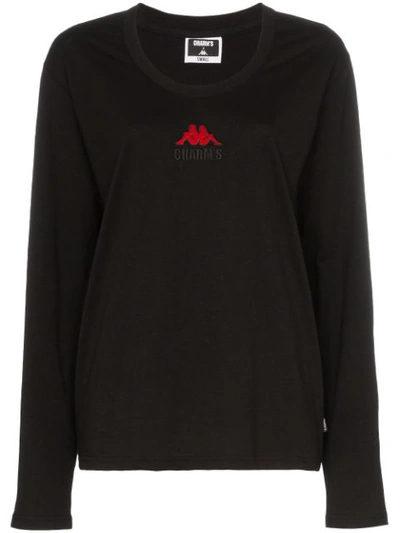 Charm's X Kappa Flame Motif Long-sleeved Cotton T-shirt In Black