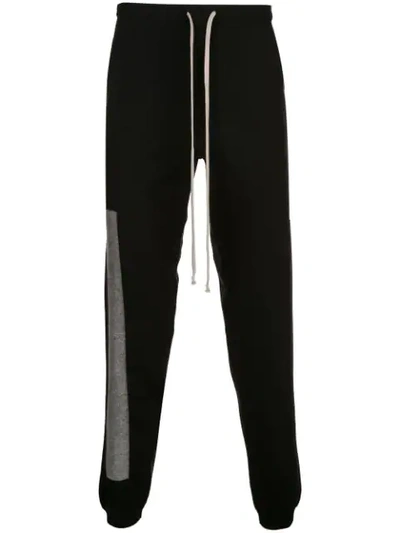 Rick Owens Contrast Panel Track Pants In Black