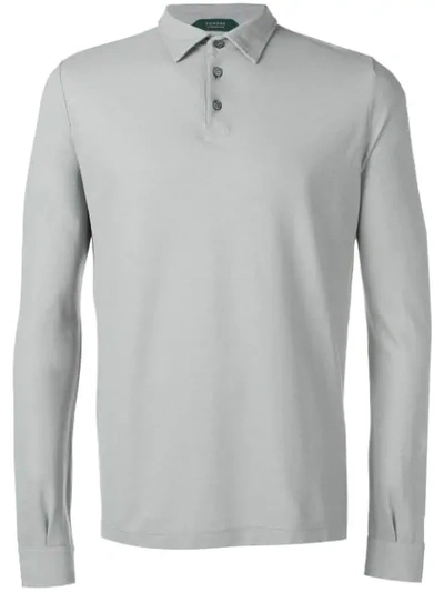 Zanone Long Sleeve Polo Shirt In Grey