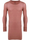 Rick Owens Ribbed Knitted Long Jumper In Pink