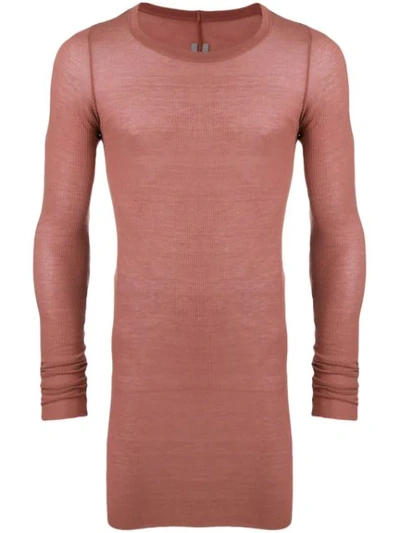 Rick Owens Ribbed Knitted Long Jumper In Pink