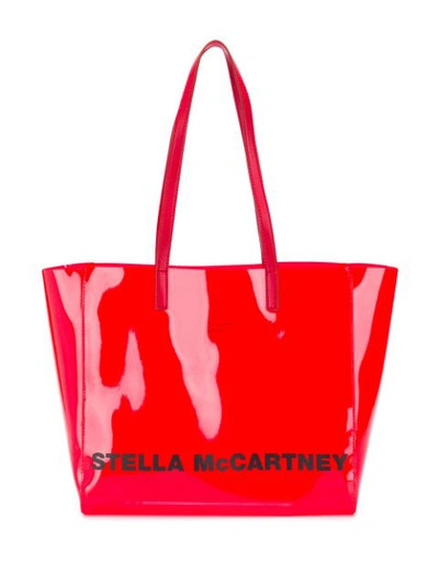 Stella Mccartney Logo Print Small Tote In Red