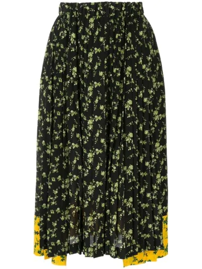 N°21 Floral Print Pleated Skirt In Black