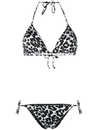 Fisico Leopard Print Bikini Set In Black