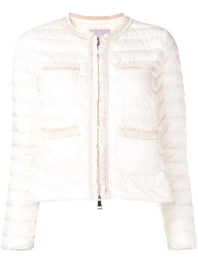 Moncler Cropped Quilted Jacket In White
