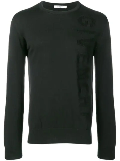 Givenchy Tonal Vertical Logo Sweater In Black