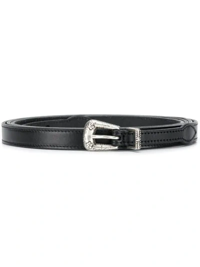 Saint Laurent Silver Buckle Belt In 1000 Black