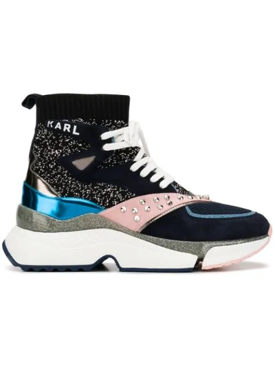 Karl Lagerfeld Studded Colourblock Trainers In Blue