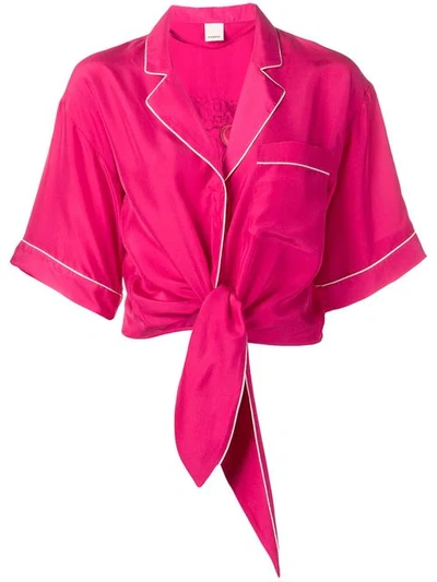 Pinko Gossip Girl Cropped Pyjama Shirt In Pink