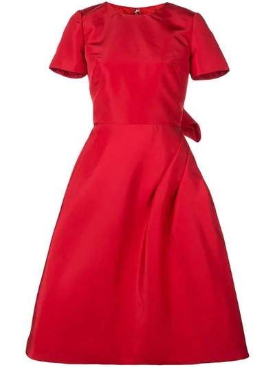 Oscar De La Renta Scarlet Short Sleeved Dress In Red