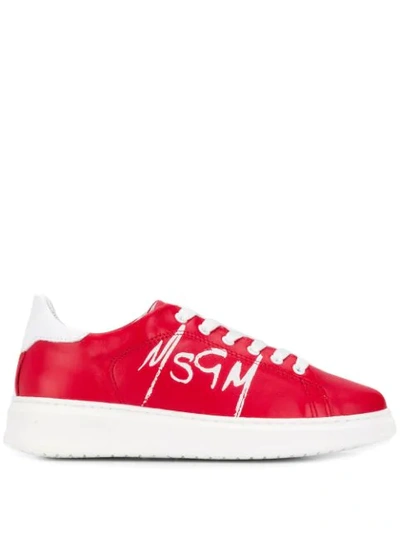 Msgm Low-top Lace-up Sneakers In Red